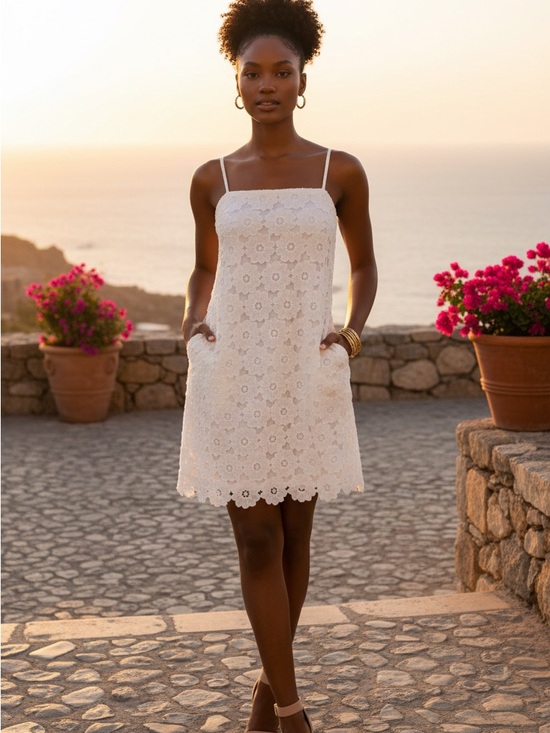 Petal & Pup Dresses & Skirts - White Lace Spaghetti Strap Trinni Sundress by Petal & Pup
